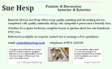 screenshot of Sue's Painting & Decorating website